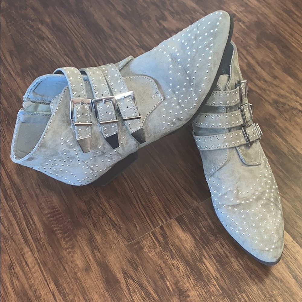 Army green bedazzled booties